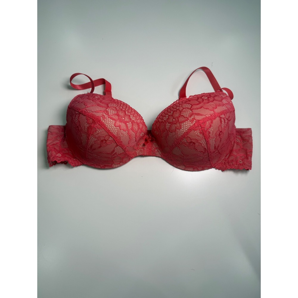 Torrid Coral Pink Floral Lace Push Up Bra Underwire 42C 10052708